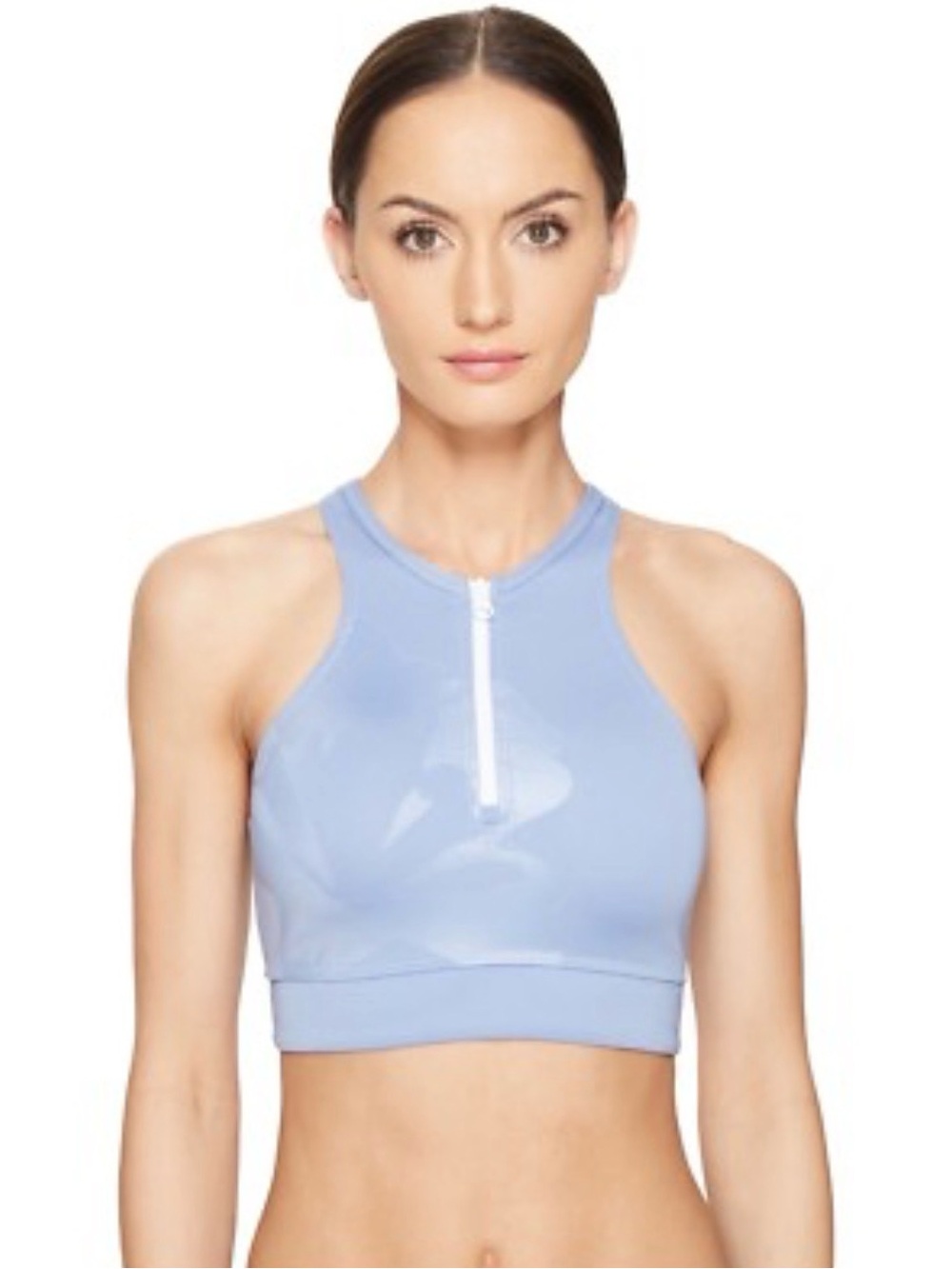 adidas Stella McCartney Gym Sport Zip Bra Light Blue Floral Bikini Top Size XS